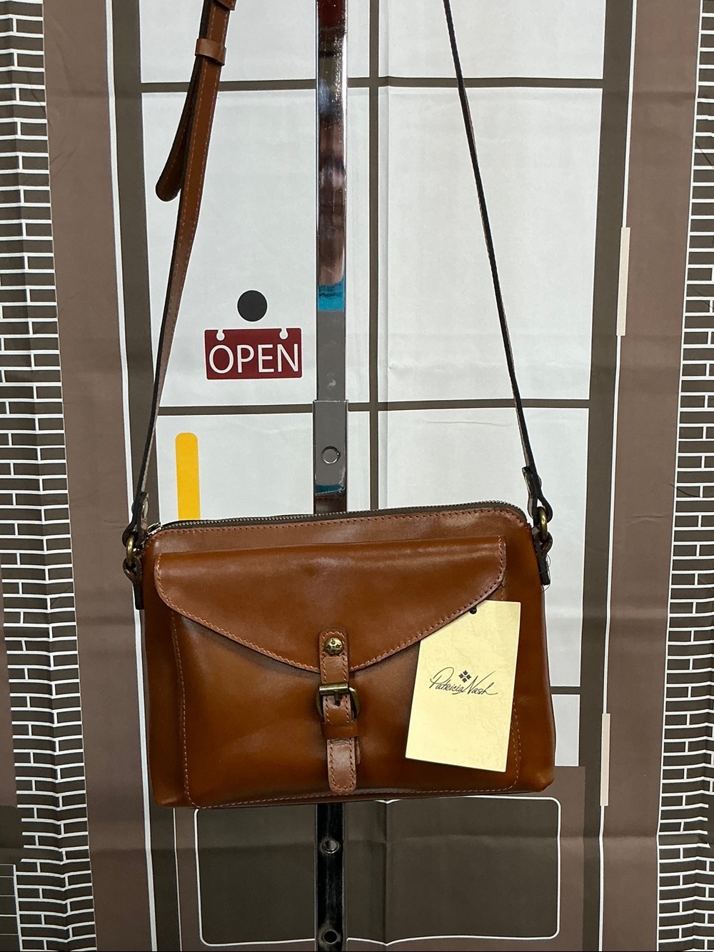 Patricia Nash Cognac Leather Messenger Crossbody NWT